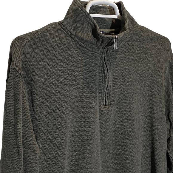 Izod men's size XL 1/4 zip gray/green herringbone pattern pullover sweater - Picture 1 of 5